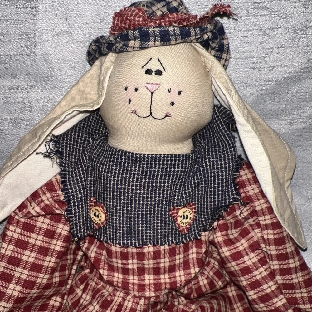 Gen-Yoo-Wine BOYDS Collectible Bunny Doll - Retired country Gingham Rabbit vntg